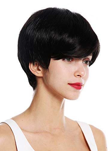 WIG ME UP - VK-32-2 quality women's wig very short boyish parting parted black brown, blackbrown (2), Length: approx. 20 cm