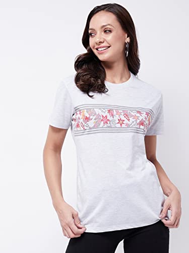 Image of Modeve Women Printed Cotton Blend Half Sleeve Round Neck T-Shirt for Summer