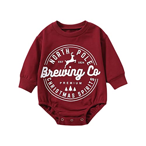 Image of FYBITBO My First Christmas Baby Girl Boy Outfit Sweatshirt Romper Sweater Onesie Long Sleeve Bodysuit Fall Clothes