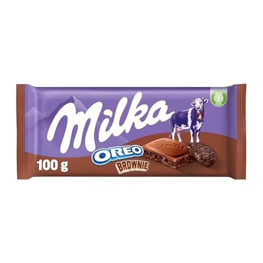 Milka Oreo Brownie Tableta de Chocolate con Leche de los Alpes con Trozos de Galleta Oreo con Textura de Bizcocho de Chocolate Brownie 100g