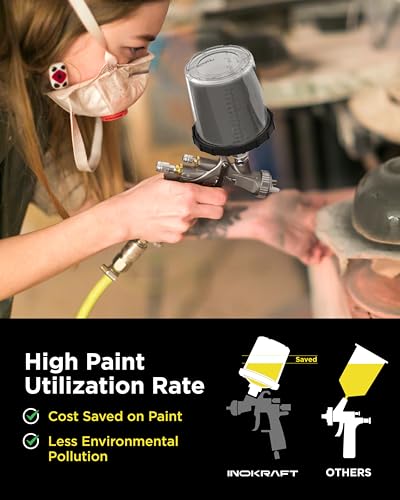 InoKraft D1 LVLP Air Spray Gun Premium Kit with 22 Ounce Disposable Paint Cups, Easy to Use, Paint Gun for Cars & House DIY Painting, 1.3/1.5/1.7mm Nozzles, with Paint Sprayer Accessories