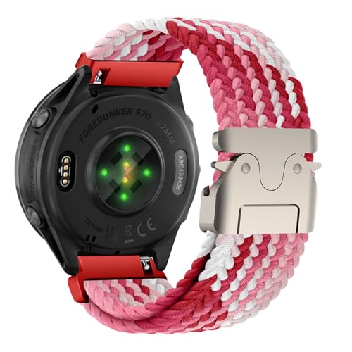 編組ソロループ弾性ストラップ対応Garmin Forerunner 570 47mm 22mm用交換バンドクイックリース時計ナイロンストラップ替えベルト磁気バックル換えベルトマグネットコンパチブルシャオミGarmin Forerunner 570 47mm