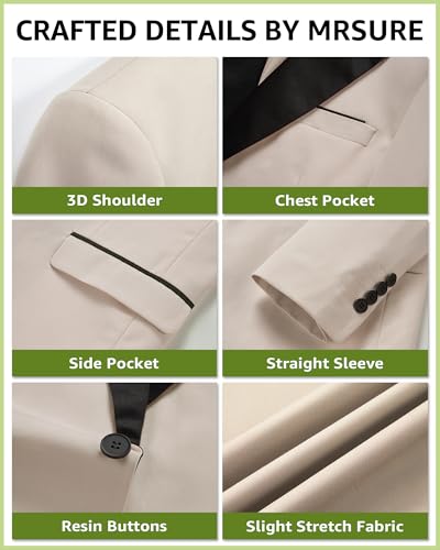 MrSure Men's Casual Blazer One Button Shawl Lapel Jacket, Lightweight Coats for Wedding Party3
