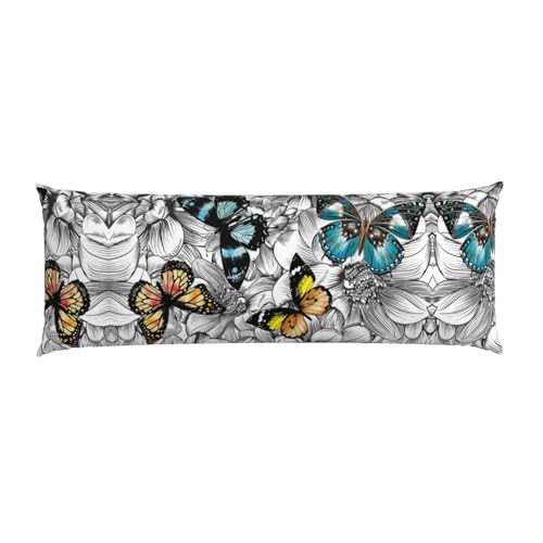 Taie d'oreiller papillons violet protège traversin long 50x152 cm - 3