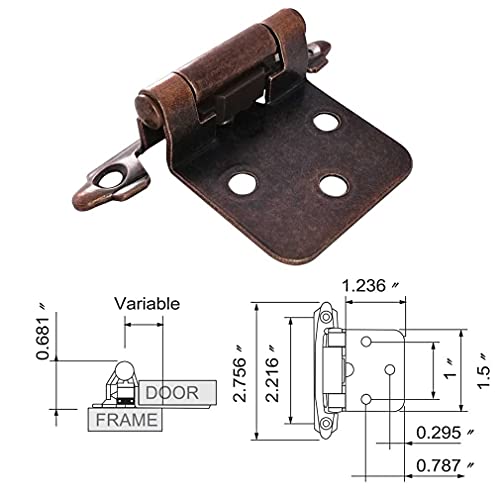 Smbbit Traditional Cabinet Hinge Variable Overlay 10 Pack Oil Rubbed Red Bronze #TOP5