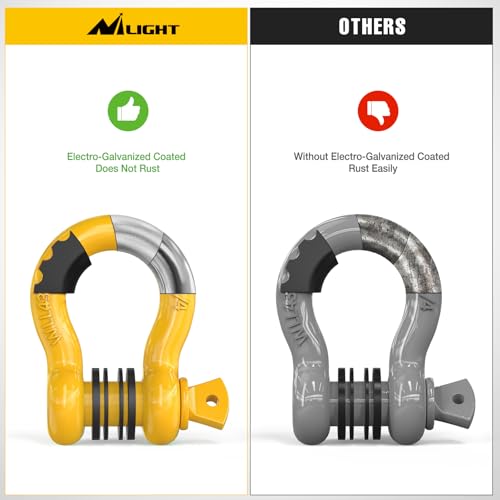 Image of Nilight 2 Pack 3 /4 inch D-Ring Shackle with 7 /8 inch Screw Pin 41,887lbs Break Strength, Heavy Duty Off Road Recovery Shackle with Isolators Washers for Use with Tow Strap, Winch, Off-Road Truck Vehicle