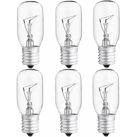Microwave Light Bulb for Under Range Hood Appliance Refrigerator T8 40 Watt 125V E17 Intermediate Base Warm White Replacement Bulb for 8206232A, 1890433, AP4512653, WB25X10030 (6) Cover