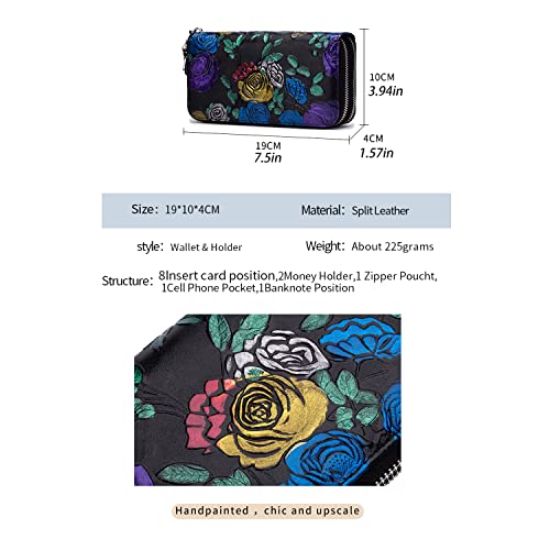 Double Zipper Long Clutch Wallet Cellphone Wallet,Womens Wallet Zip Around Card Holder Large Leather Phone Wristlet with RFID Blocking (Style-A)2