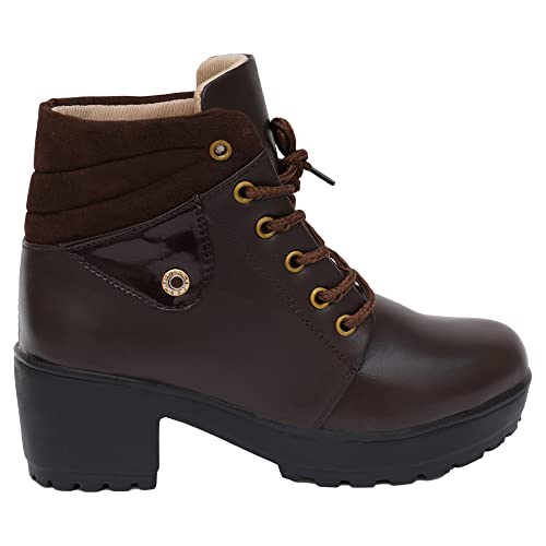 Image of XE Looks 100% Vegan Leather Women's Ankle Boots | Stylish & Trendy Lace-Up Design with Heel | Durable Leather Upper & Cozy Lining | Trendy & Stylish Boots For Girls & Women