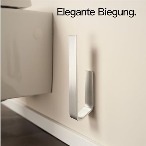 Designfabrik Hamburg Ersatzrollenhalter ohne Bohren | Toilettenpapierhalter selbstklebend für 2 Klorollen | Wandhalter für Bad & Gäste WC | WC Rollenhalter Schwarz | Modernes Design | Silber Gebürstet
