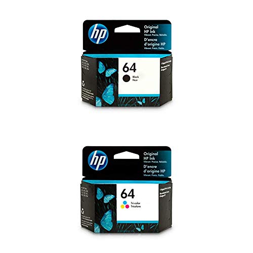 HP 64 | 2 Ink Cartridges | Black, Tri-Color | N9J90AN, N9J89AN |