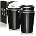 Robin Goods® 3X Vasos para Beber de Acero Inoxidable Negro - Vasos 500 ml - Vasos para Acampar - irrompibles y sin BPA (3 Piezas - Negro)