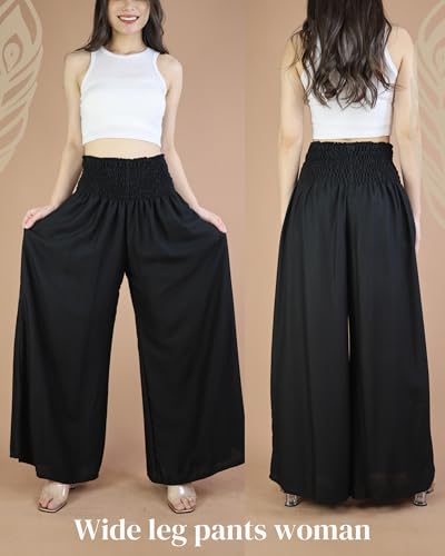 Boho Pants Palazzo Pants for Women with Pockets| Wide Leg high Waisted Flowy Pants for Women | Summer, Cruise, Vacation2
