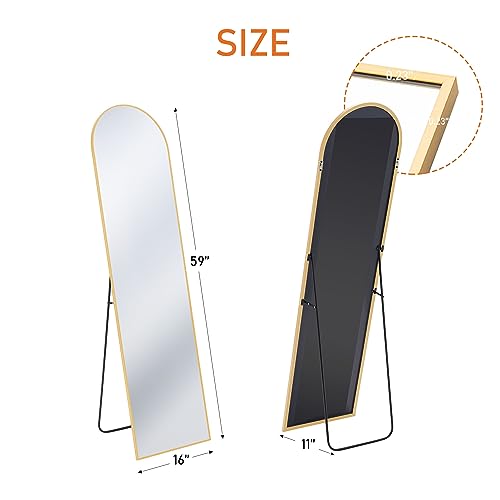 Sweetcrispy 122H2-1659-GZ-GD Arched Full Length Mirror 59 Inchx16 Inch Full Body Floor Mirror Standing Hanging Or Leaning Wall thumb #5