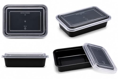 Image of canfinity Premium 750 ml Reusable Food Storage Container with | Lid Pack of 10 Rectangle Plastic Meal Prep & Packing Boxes | Fridge & Microwave Safe | Kitchen Storage Container
