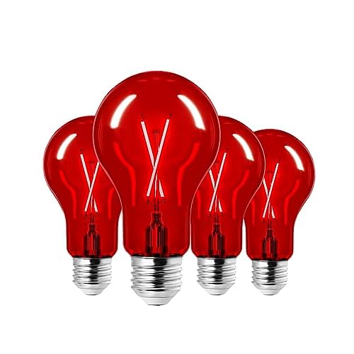 EDISHINE Christmas Purple Orange Glass Light Bulb, 8W A19 Dimmable LED Light Bulb, Purple Orange Edison LED Bulb for Christmas Decorations, Porch, Party Bar Decor, E26 Base, UL Listed, 4 Pac