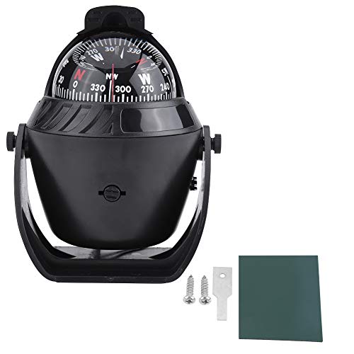 Boussole électronique avec lumière LED et cadran pivotant haute précision pour véhicule noir