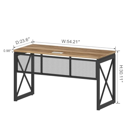 Bon Augure BNG-CD1850-V Farmhouse Computer Desk, Modern Industrial Home Office Desk, Wood Metal Study Writing Table thumb #1