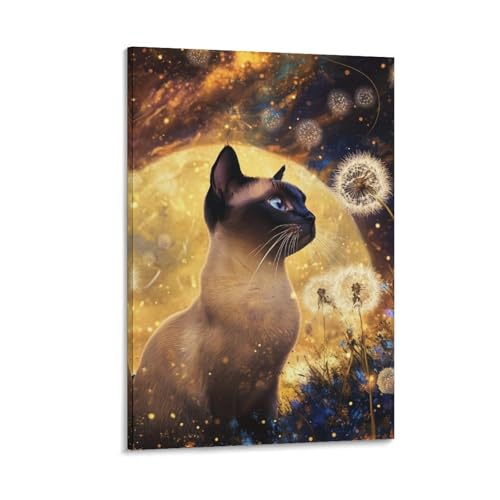 Peinture chaton siamois murale pour transformer un salon vide
