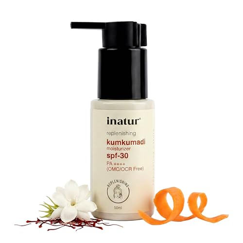 Image of inatur Kumkumadi Sunscreen SPF 30 PA++++ | Ayurvedic Moisturizer & Sunscreen | Broad Spectrum UV Protection | Lightweight, No White Cast | Fades Pigmentation | For Men & Women | All Skin Types | 50ml