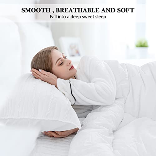 Bosowos BS001-WHITE Queen Size Pillow Shams Set Of 2, Ultra Soft Breathable 20 X 30 Inches Pillow Case Envelope Closure, Microfiber Farmhouse Bed Pillowcases thumb #1