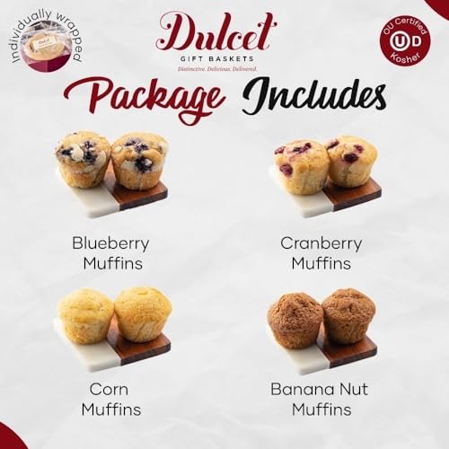 Dulcet Gift Baskets Happy Birthday Old Fashioned Muffins Assortment with Delectable Flavors- Blueberry, Cranberry, & Banana, Birthday Gift for Mom, Dad, Him, Her, Student, Military, Teens, Friends, - Image 6