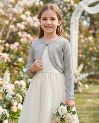 Image of BOLEROSE Girls Long Sleeve Sparkle Cardigan Childrens Kids Bolero Shrug