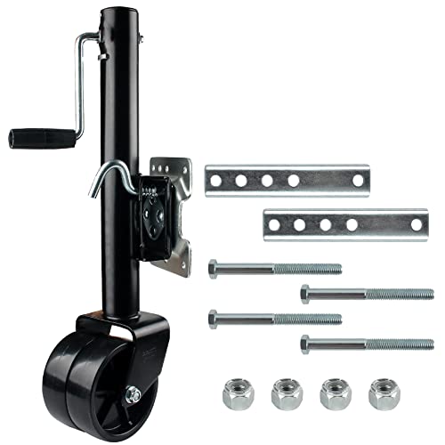 Trailer Jack Boat Trailer Jack Heavy Duty,Trailer Jack With Wheels - 6 Inch Dual Wheels ,1500 Lbs Swivel Trailer Tongue Jack, Bolt-On Trailer Jacks,10" Vertical Travel, Black #TOP14