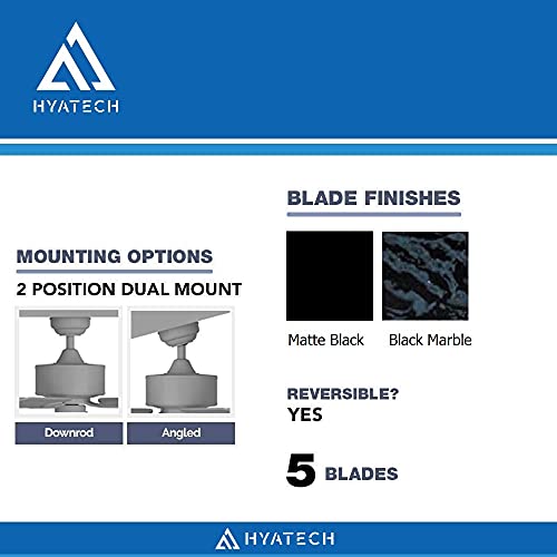 52 Inch Modern Style Indoor Ceiling Fan With Dimmable Light Kit And Remote Control, Reversible Blades And Motor, Etl Listed 110V Ceiling Fans For Living Room, Bedroom, Basement, Kitchen, Matte Black #TOP2