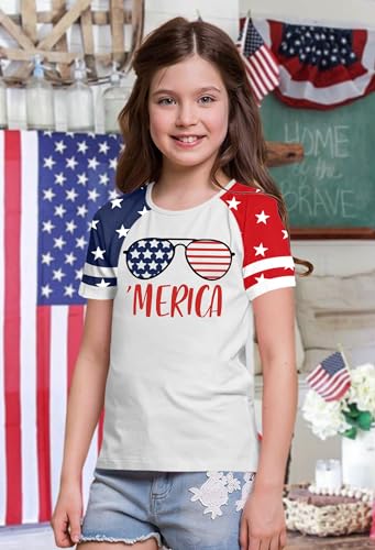 Image of Ithalt Boys Girls USA Shirts Kids 4th of July Shirts American Flag Tshirt Patriotic Top Independence Day Outfit 5-13y