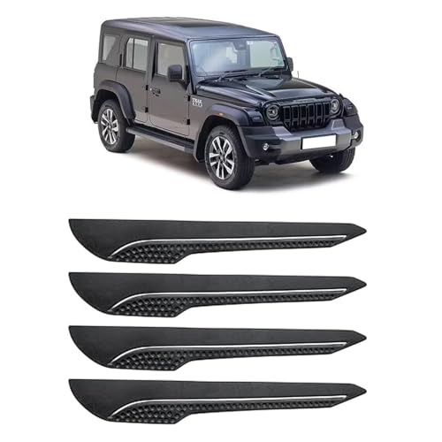 Image of AOSIS-Car Bumper Protector /Bumper Guard for Mahindra Thar Roxx with Single Chrome Stripe (4-Pcs)