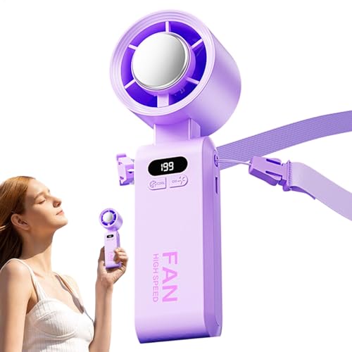 Ventilador portátil con pantalla digital, ventilador de refrigeración recargable USB, 3600 mAh, herramienta de ventilación para escuela, hogar, cocina, coche, camping y viajes
