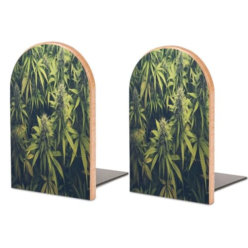 Sujetalibros moderno de madera verde resistente para estanterías y libros 2