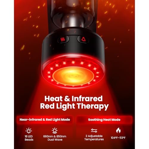 Image of BOB AND BRAD D5 Ultra Heated Massage Gun with Red Light & Infrared Therapy, Deep Tissue Percussion Massage Gun with 13mm Amplitude, FSA-HSA Eligible, Ergonomic D-Handle for Muscle Recovery