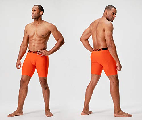 Devops Men's Compression Shorts Underwear (3 Pack) (Medium, Black/Orange/Navy) #TOP3