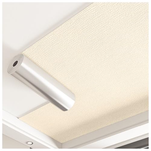 Aeovot Aislamiento Termico Autoadhesivo - Techos Papel Pintado con Textura, 3mm Adhesivo de Pared 3D de Espuma de Lino Resistente al Agua y a la Humedad para Cocina(Beige,W50cmL5m)