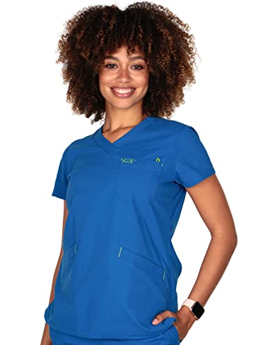 IguanaMed Women's 5400 Classic V-Neck 3-Pocket Top Dodger Blue L