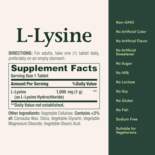Nature's Bounty L-Lysine 1000 mg Tablets