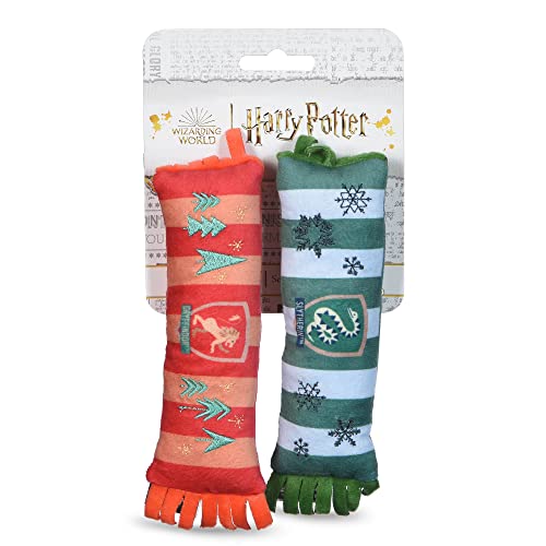 Harry Potter Sciarpa di peluche con Grifondoro e Serpeverde, giocattolo per cani per cani, giocattolo per cani con squittio, giocattoli per cani con squittio, 20 cm, confezione da 2