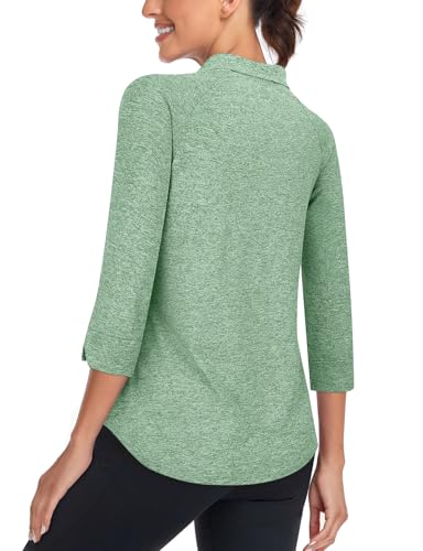 Image of Cucuchy Style Womens Golf Shirt 3 /4 Sleeve Quarter Zip Workout Tennis Tops Quick Dry UPF 50+ Shirts