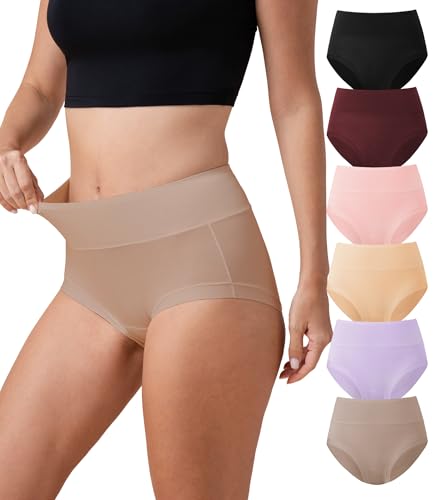DAVID ARCHY Womens Underwear High Waisted Moisture Wicking Briefs Soft Breathable Ladies Panties 6 Pack