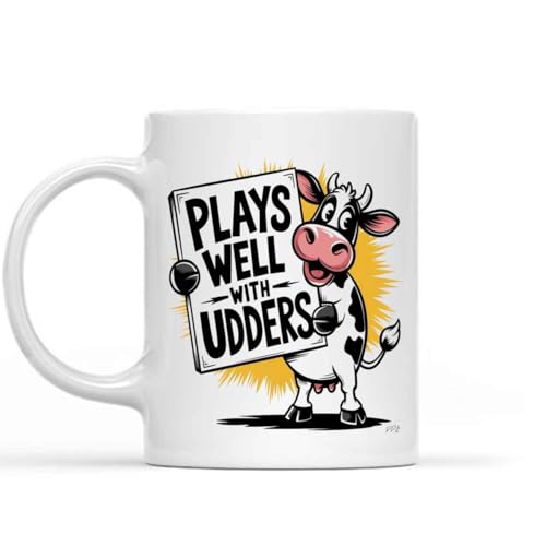 Gift Idea Cow - Funny Cow Gift - Cow Lover Present - Dairy Farmer Gift - Cattle Gift - Well with Udders 11 Oz White Ceramic Coffee Mug 889435