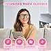 4E's Novelty Black Oversized Thick Glasses Clear Lens Non Prescription Square Frame, Fake Huge Fashion Eyeglasses for Vector Velma Costume Adults Women & Men, Halloween Nerd Costume Accessories