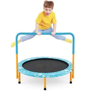 COSTWAY φ92cm Mini Trampolin, Fitness Trampolin faltbar, Kindertrampolin bis 150kg belastbar, Gartentrampolin, Indoor- und Outdoortrampolin (Türkis)