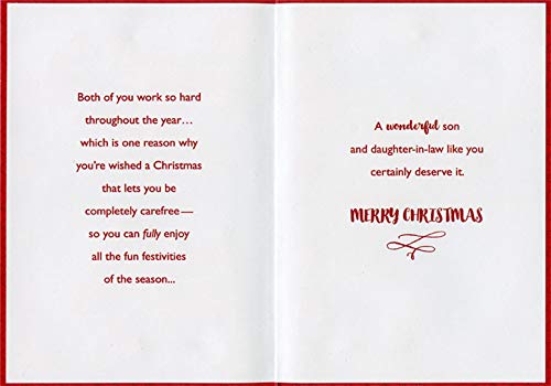 Designer Greetings 3D Tip On Snow Globe : Holly, Sequins, Red Ribbon : Couple Ice Skating on Pond Handcrafted Keepsake Son and Daughter-in-Law Christmas Card