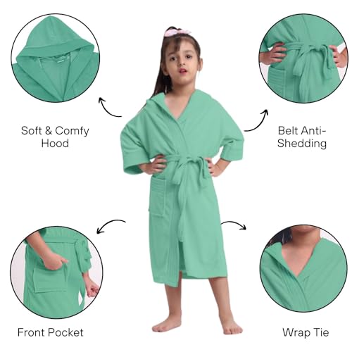 Image of CREEVA Cozy Hooded Bathrobe for Kids - Lightweight, Quick-Dry, and Perfect for Daily Use
