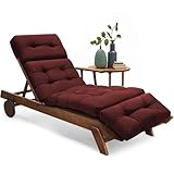 Sun Lounger Cushion Only Replacement Waterproof 189x58x12 cm Thicken Garden Sunlounger Cushions with Non-Slip Seat Pads for Indoor Outdoor Patio Reclining Chair, Red