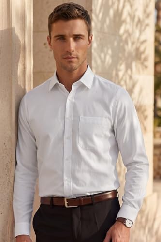 Image of Louis Philippe Men's Slim Fit Easy to Iron Everyday wear Premium Cotton Full Sleeve Textured Formal Shirt
