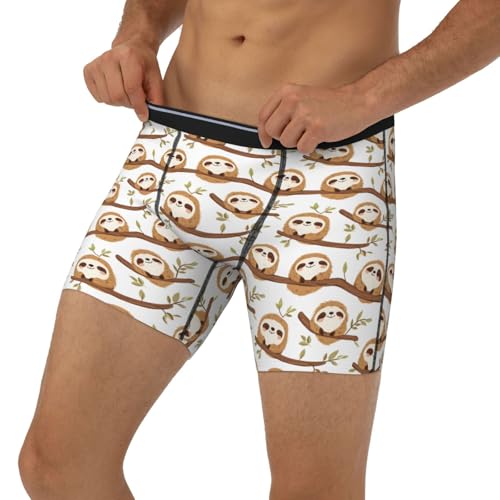 Mens Underwear, Cute Sloth 1 Print Boxers for Men, Soft Moisture-Wicking Breathable Boxer Briefs