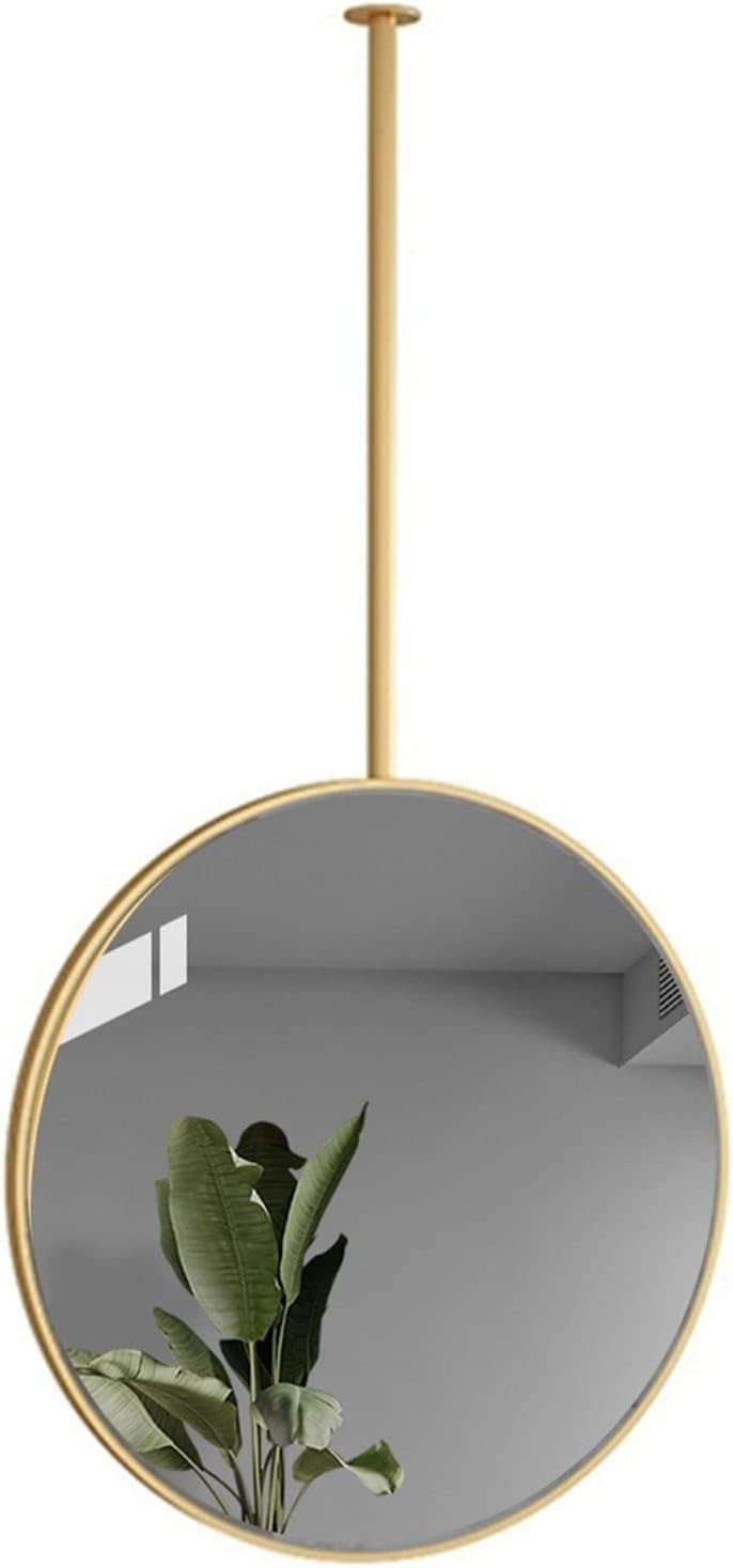 Miroir suspendu en métal doré de 60 cm pour salle de bain élégante